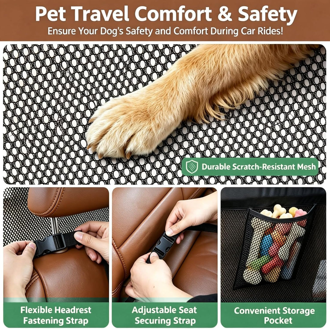 Dog Car Divider for Back Seat & Cargo Area