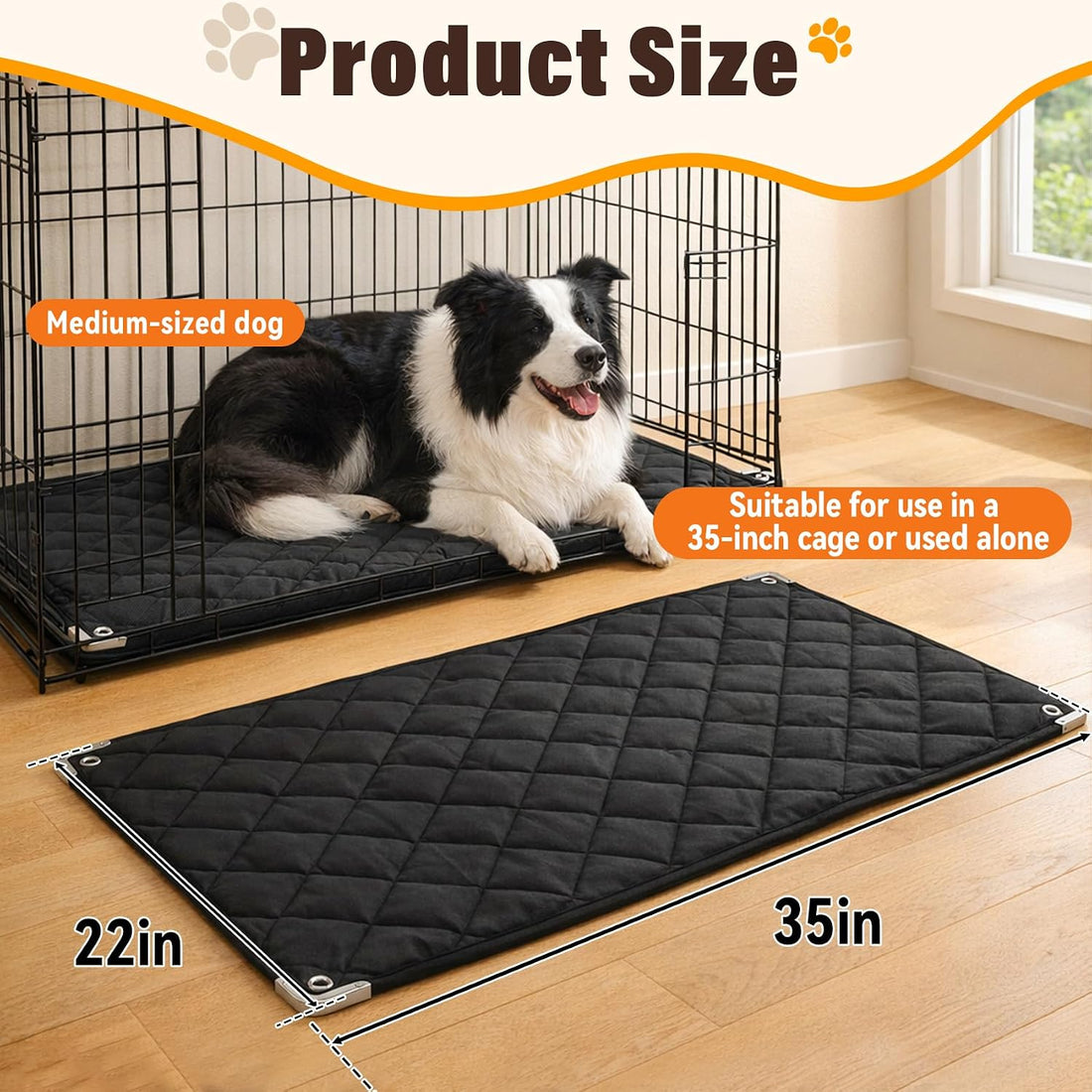 Brobear 35" x 22"Chew Proof Crate Pad for Aggressive Chewers