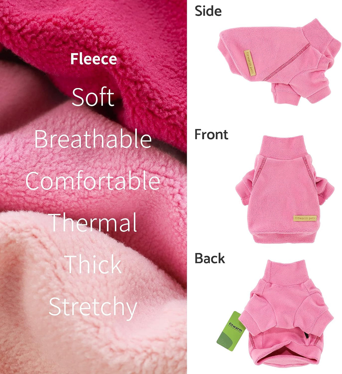 Fitwarm 3 Pack Classic Fleece Sweatshirt for Small Dogs and Cats