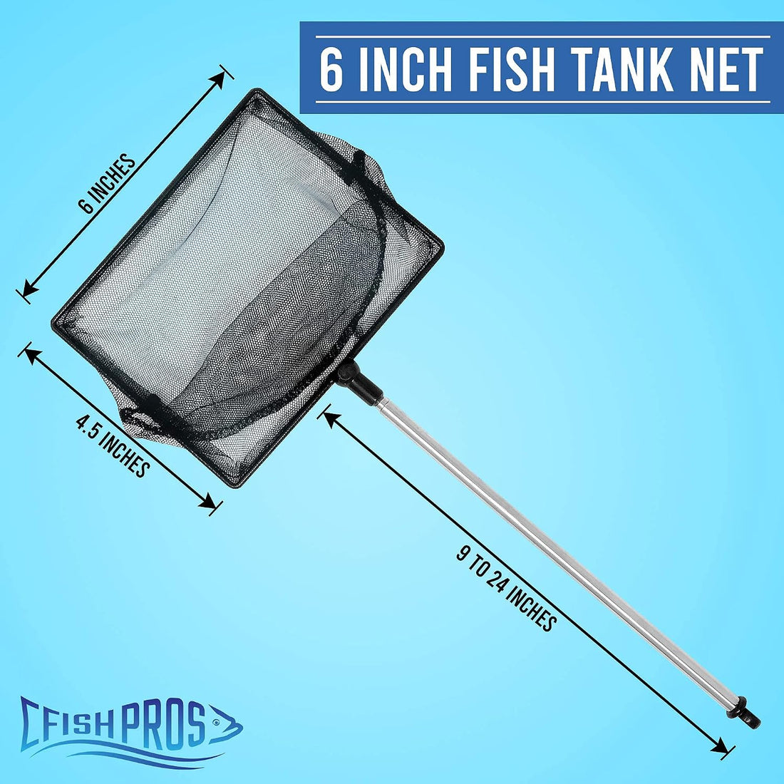 Long Handle Fine Net Fish Tank Net – Retractable 24 inches