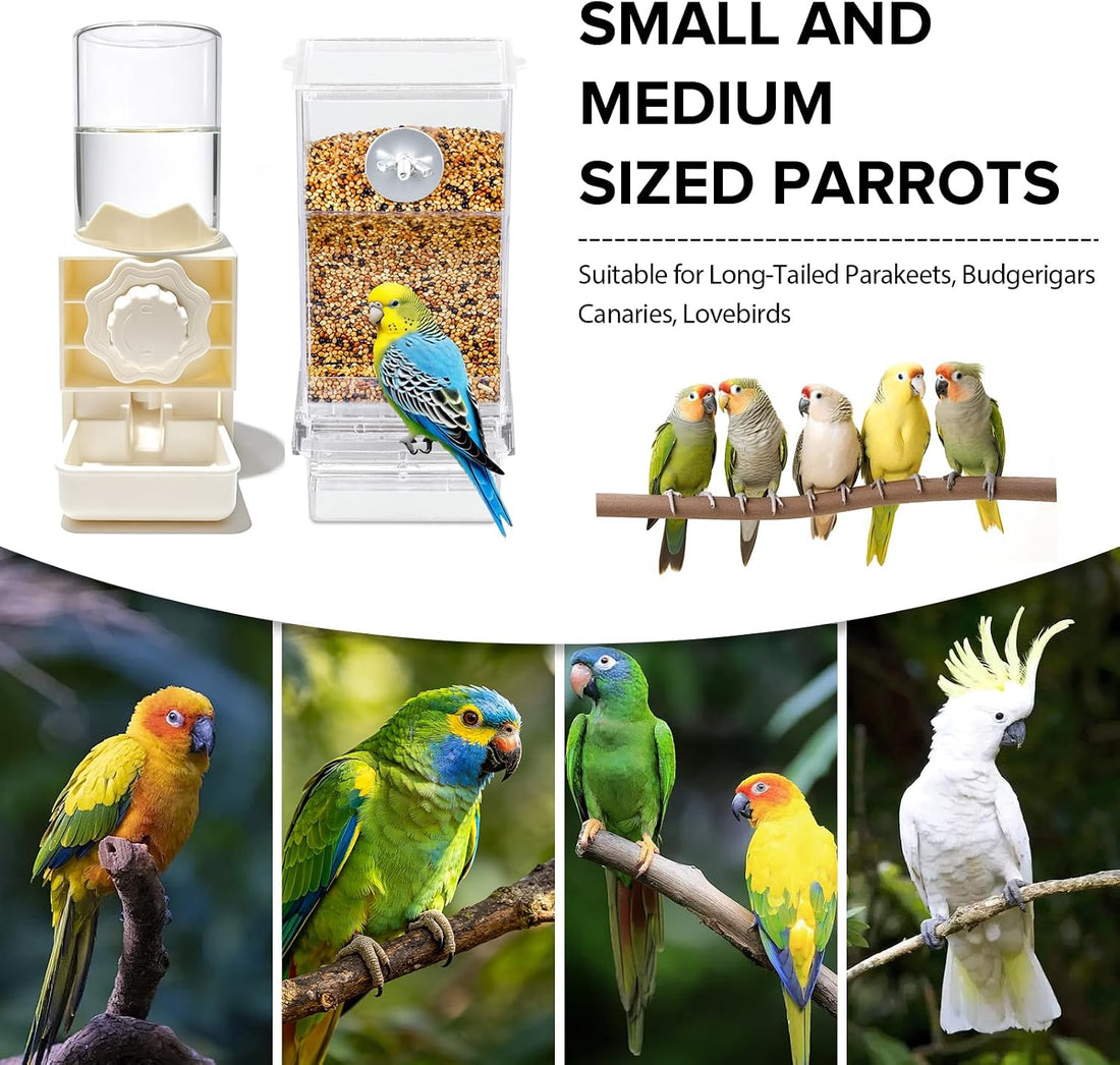 Lemtrflo No Mess Bird Cage Feeder, Automatic Bird Water Dispenser