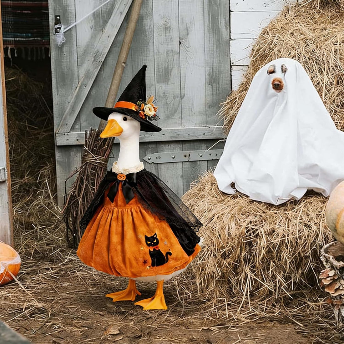Halloween Porch Goose Outfit Pumpkin Wizard Costume