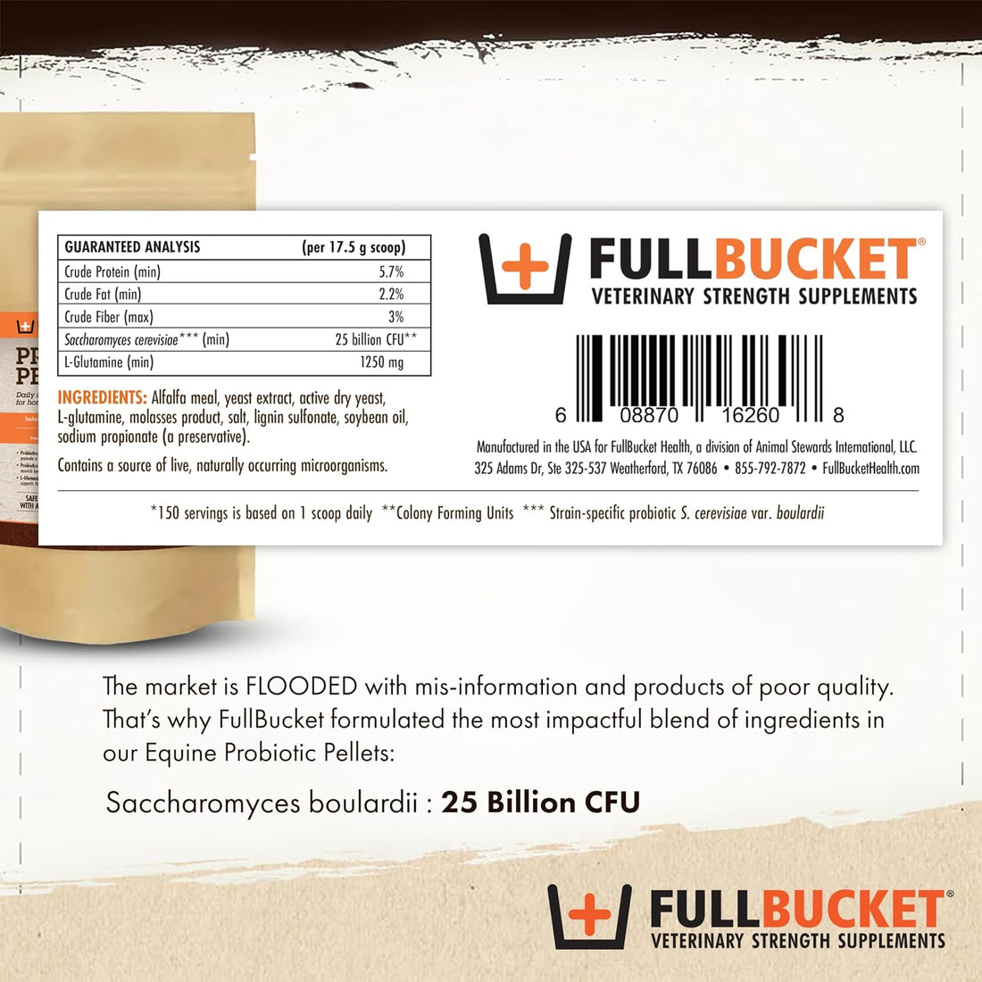 FullBucket Equine Probiotic Pellets with Saccharomyces boulardii