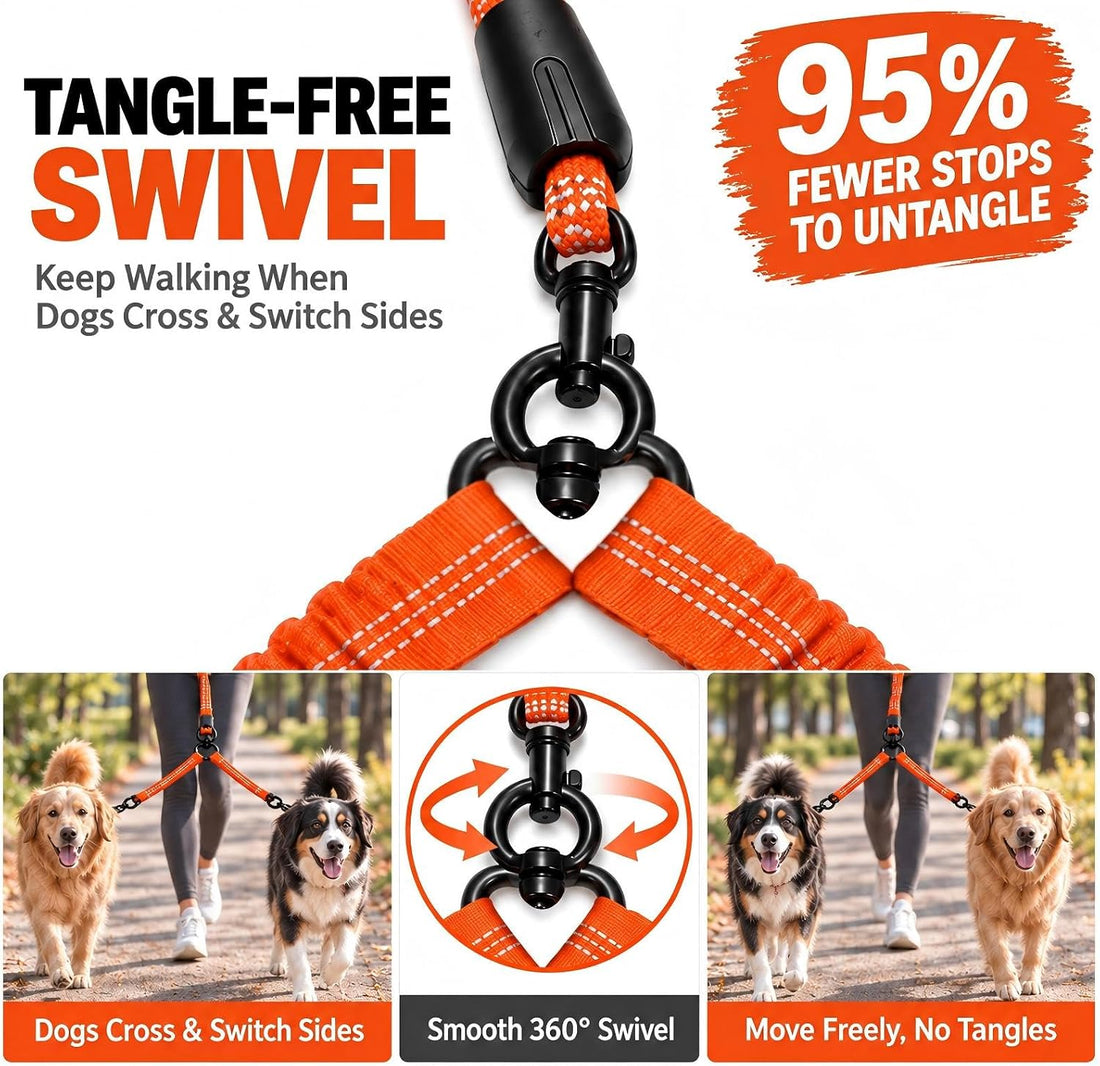 No Tangle Double Dog Leash: 95% Fewer Stops to Untangle for Walking 2