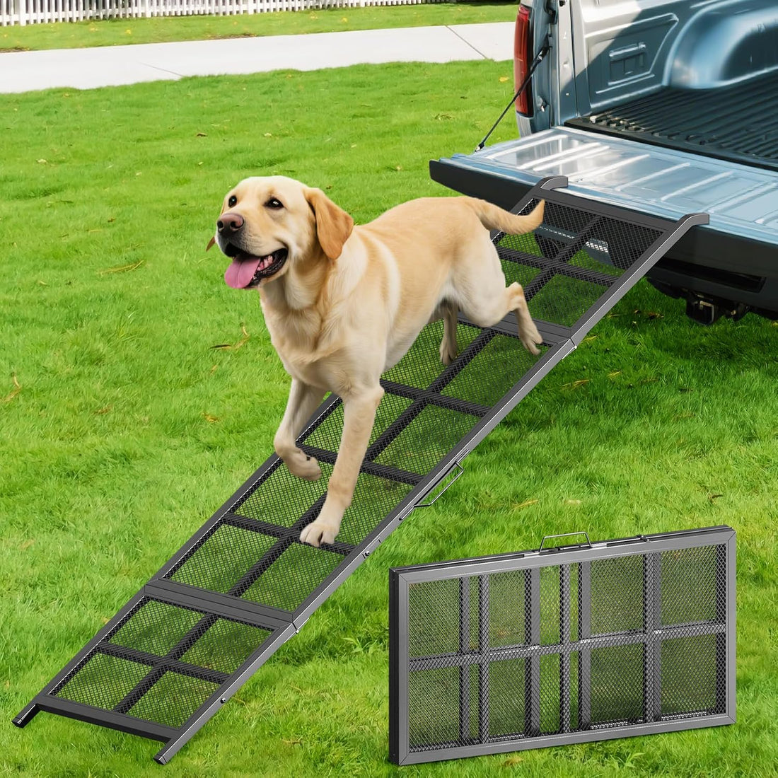 Dog Ramp for Car, 74"x 20" Large Folding Pet Stair Ramp with Non-Slip