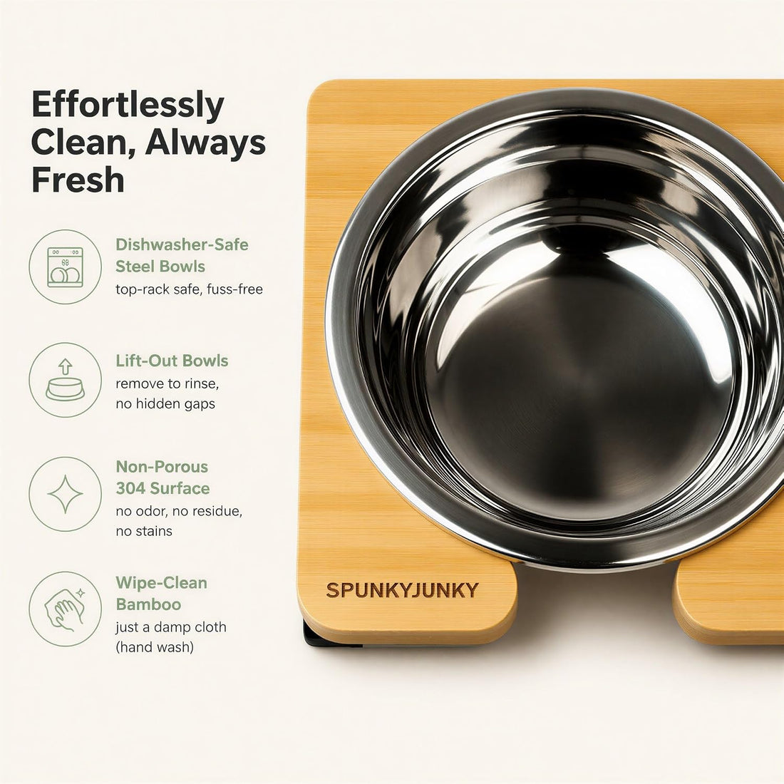 SPUNKYJUNKY Elevated Dog Bowls, 304 Stainless Steel