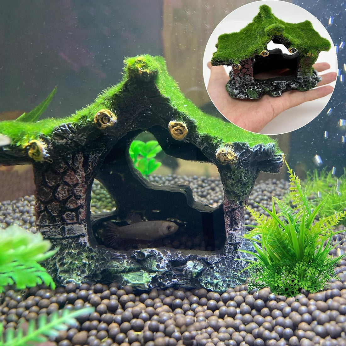 Aquarium Decoration House Resin Hideout Small Betta Fish Shrimp Tank