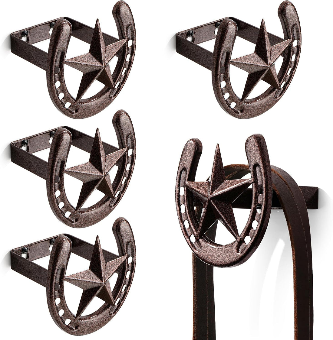 Horseshoe Bridle Hooks, 2 Pack Cast Iron Tack Hooks for Bridles