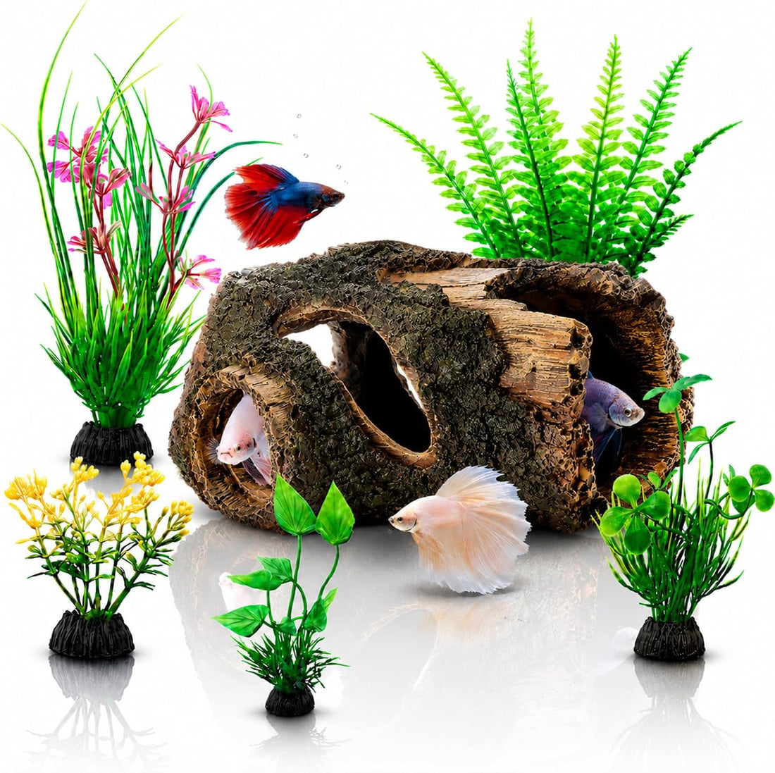7 Pcs Shipwreck Aquarium Decorations Aquarium Plants for Fish Tank