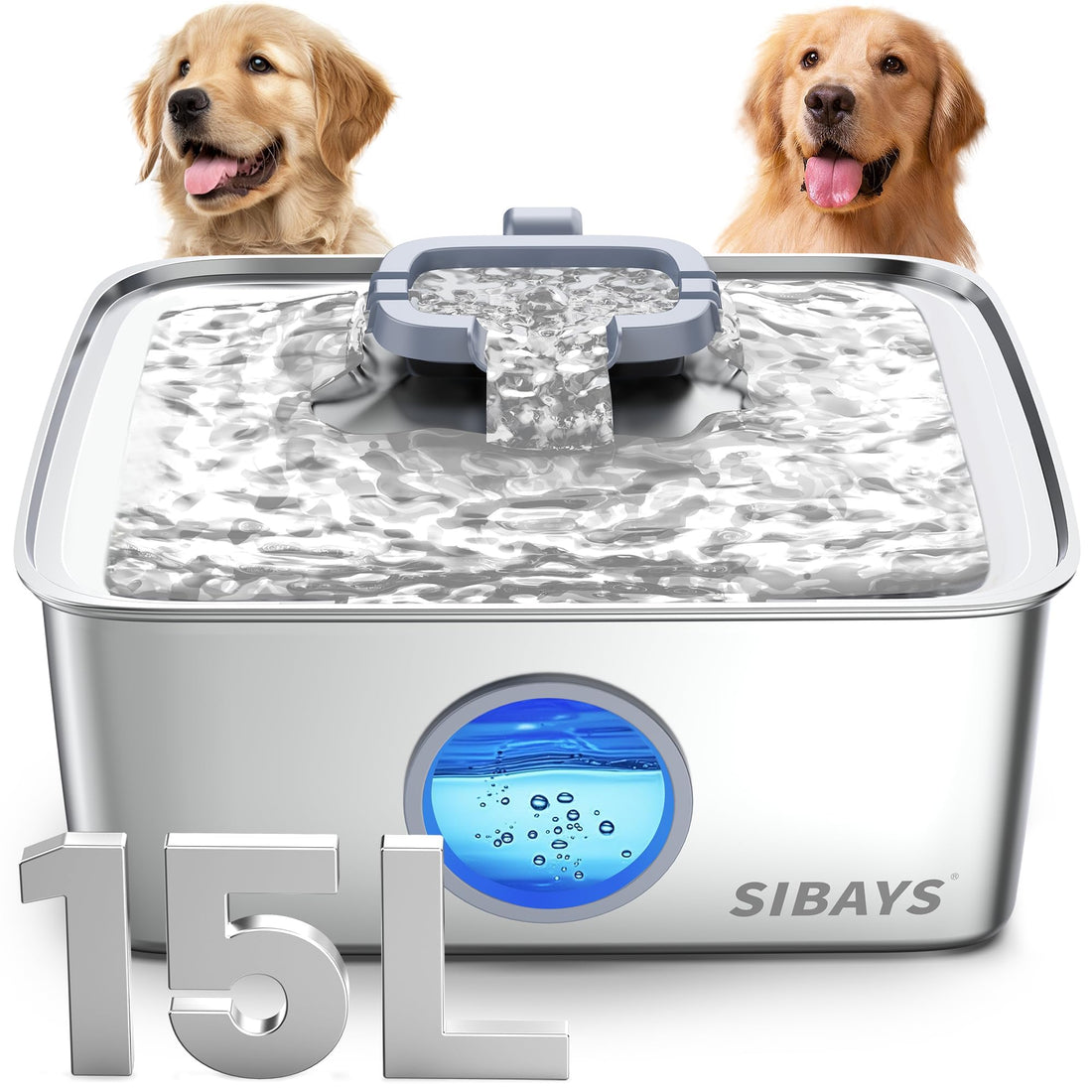 SIBAYS 4Gal/15L Dog Water Fountain