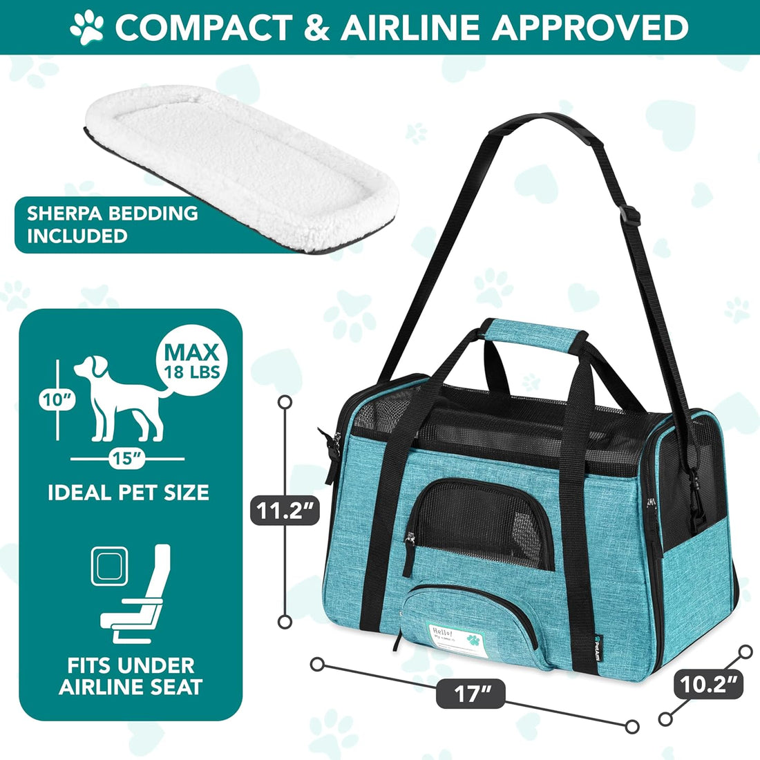 PetAmi Airline Approved Pet Carrier for Cats & Small Dogs