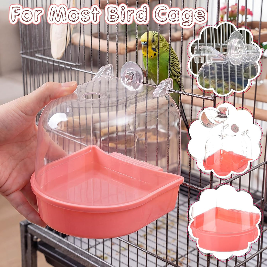 Honeydak 3 Pcs Bird Bath for Cage Parakeet Bath Hanging Box