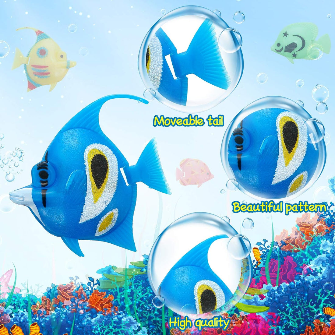 Weewooday 20 Pcs Artificial Moving Fishes Plastic