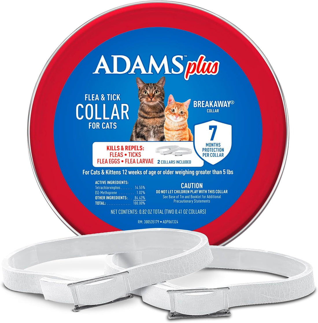 ADAMS Plus Flea & Tick Collar for Cats, Adjustable, 1 Count