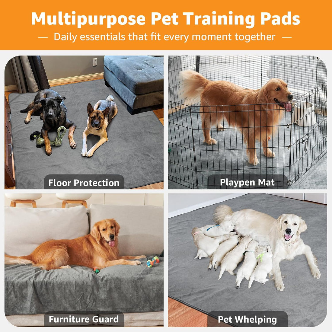 Washable Dog Pee Pad Extra Large: 72x72 Instant Absorb Training Pads