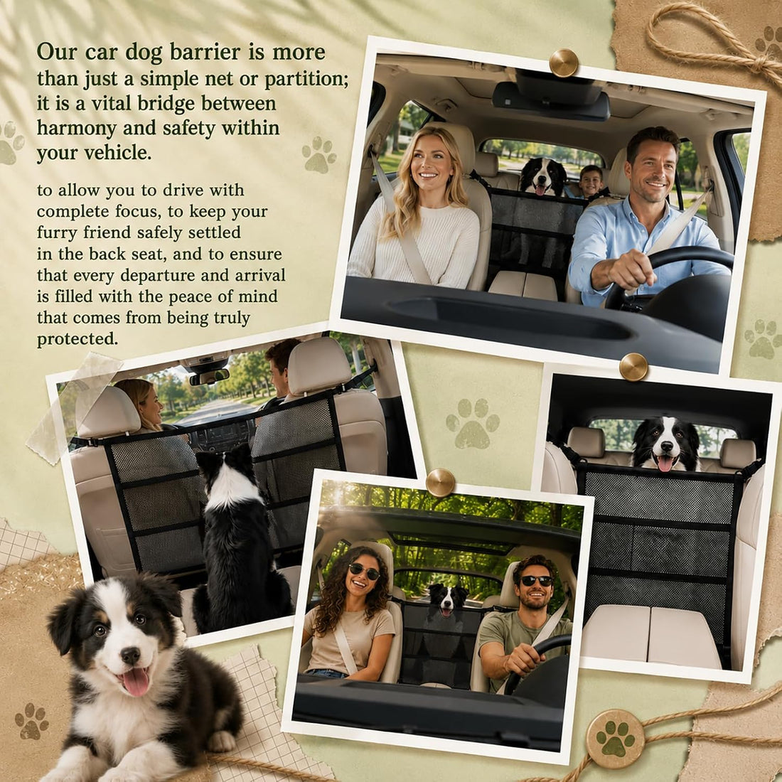 Dog Car Barrier for SUV, Mesh Pet Divider & Storage Gate, 22.4"x 27.2"