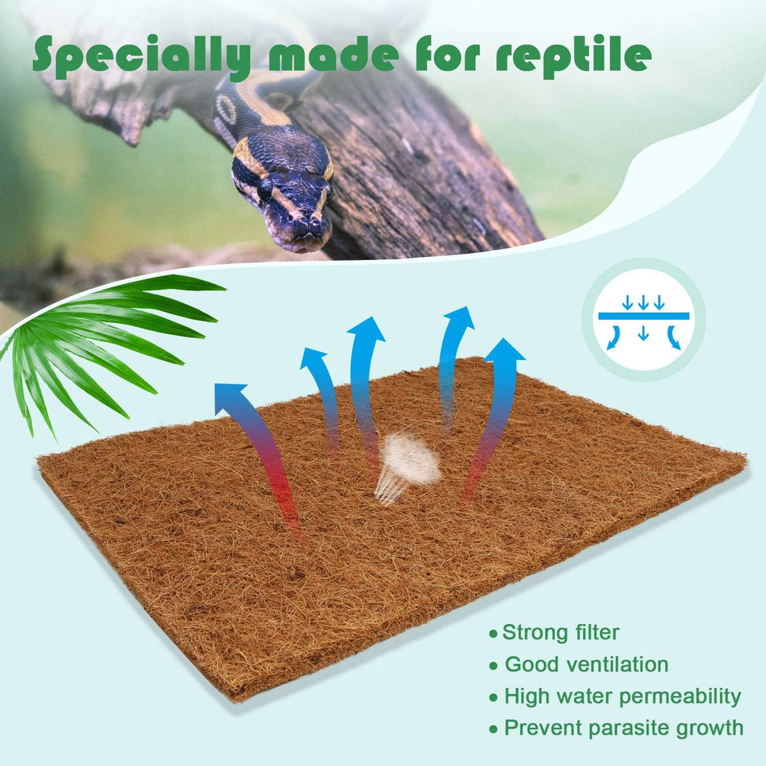 BWOGUE Reptile Carpet, 3 Pack Coconut Fiber Tortoise Carpet