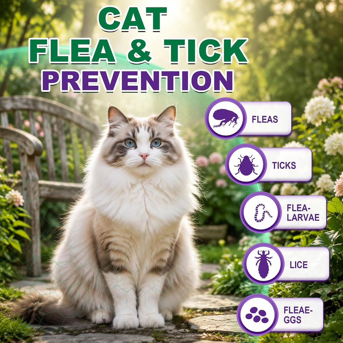 Treatment for Cat | Topical Preventative for Cats | 6 Doses Supply