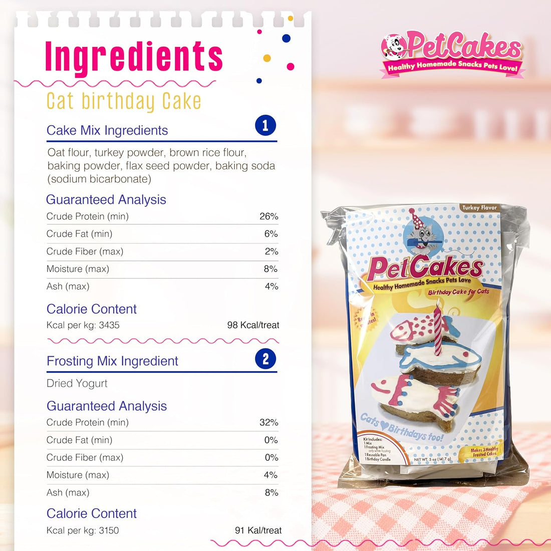 PetCakes Cat Birthday Cake Kit - Natural Treats