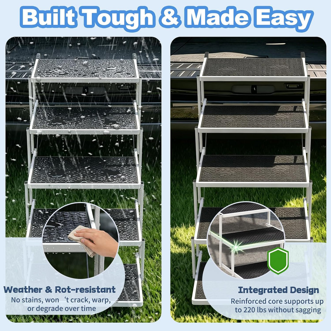 Dog Steps for Car & SUV – 5-Step Foldable Pet Stairs for Large Dogs