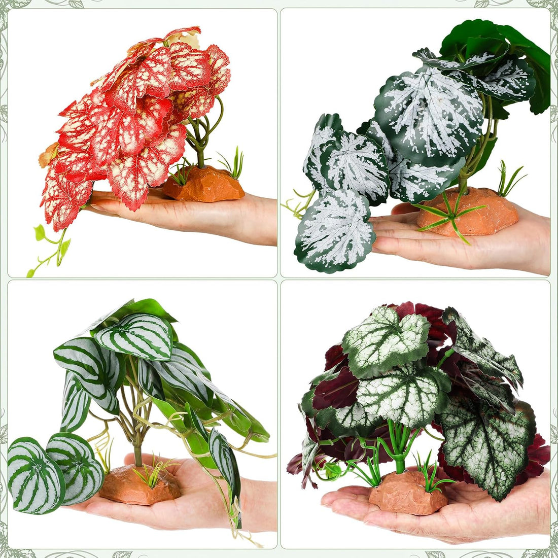 Suncalla 4 Pack Reptile Plants for Terrarium