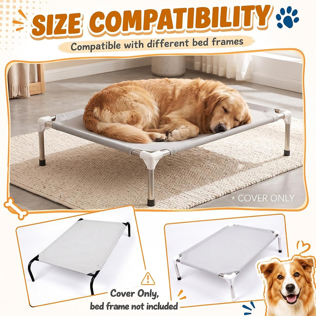 1 Pc Elevated Dog Bed Replacement Cover Dog Cot Cover Only