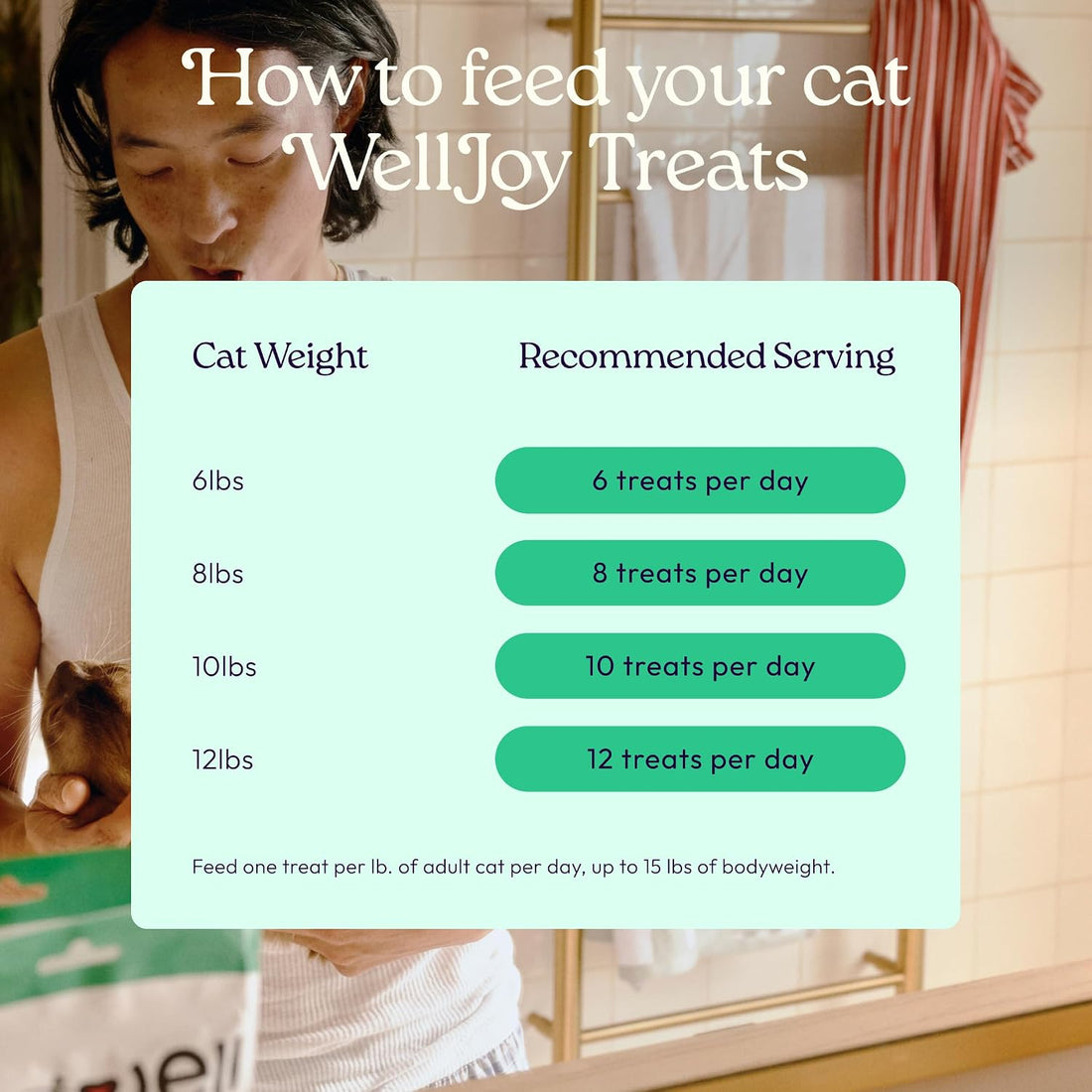 WellJoy Dental Cat Treat + Teeth Cleaning, Calcium, GutBoost, 120ct