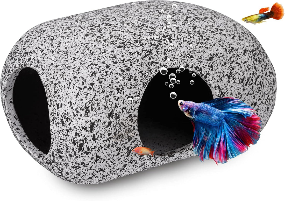 Ameliade Betta Fish Tank Rock Cave Decor Aquarium Accessories, Medium
