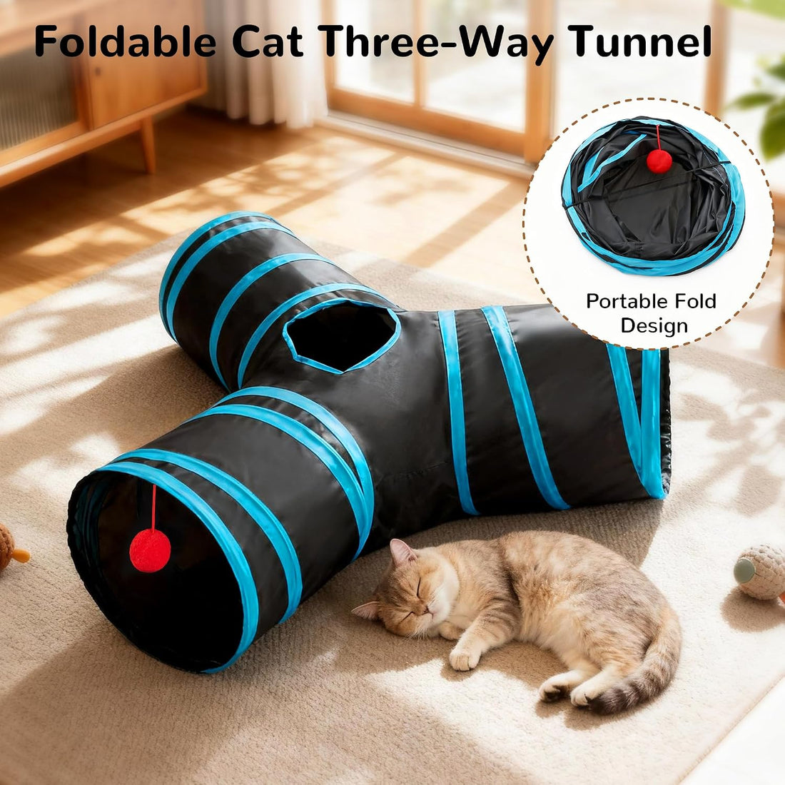 Tempcore Pet Cat Tunnel Tube Cat Toys 3 Way Collapsible