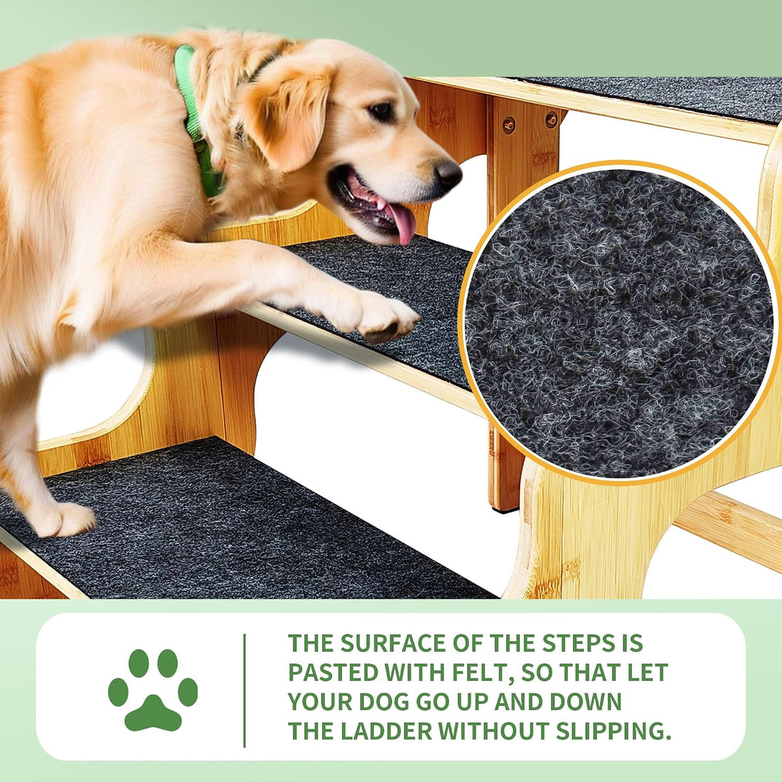 Dog Steps for Bed,Dog Stairs for Large & Oldder Dogs,Bamboo Pet