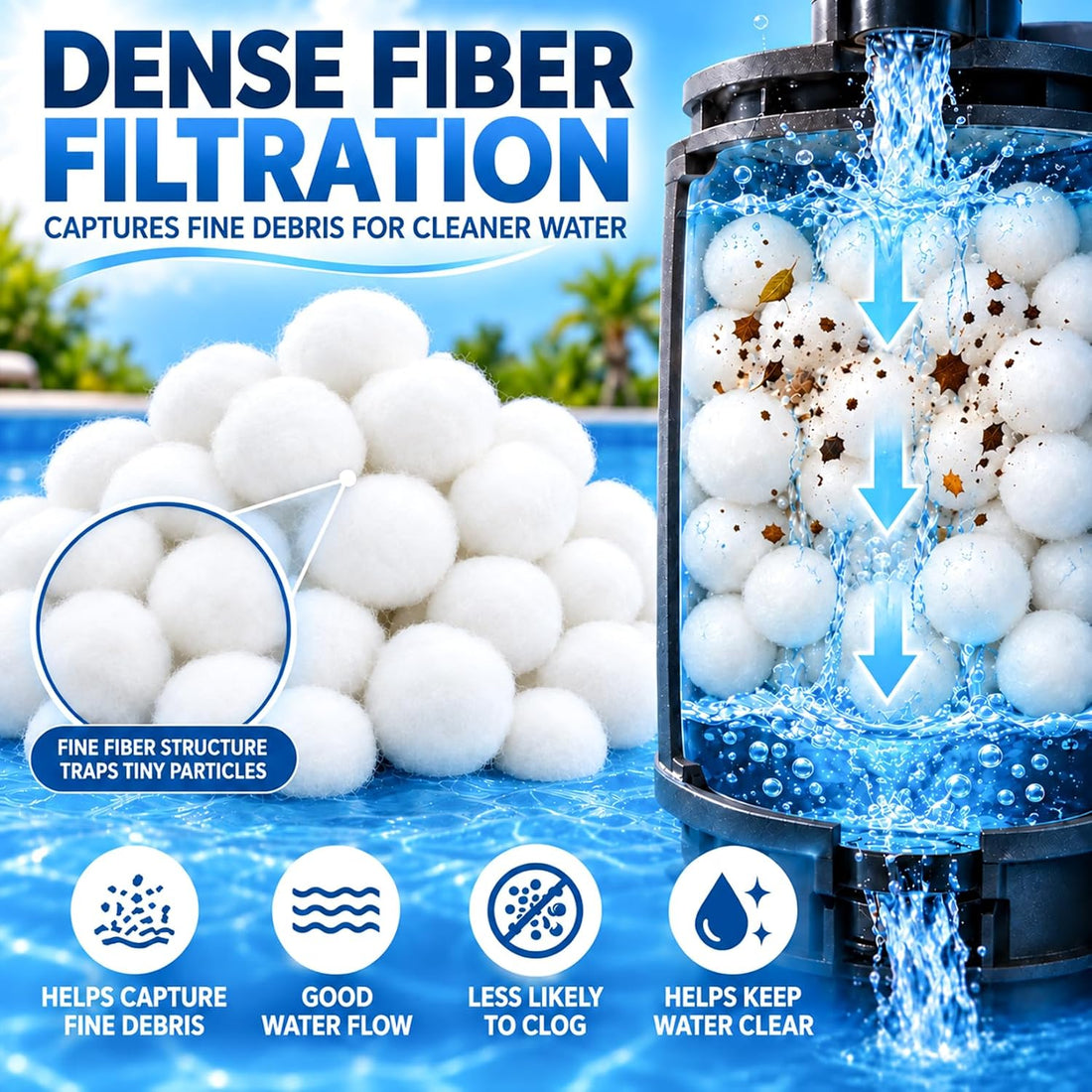 MAQIHAN 2 lbs Pool Filter Balls - Sand Filter Ball