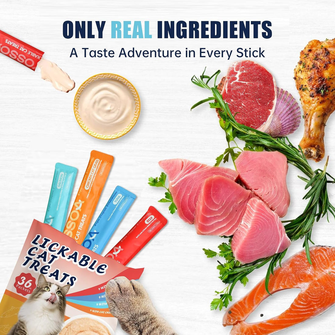 YOSSOA Lickable Cat Treats Variety Pack