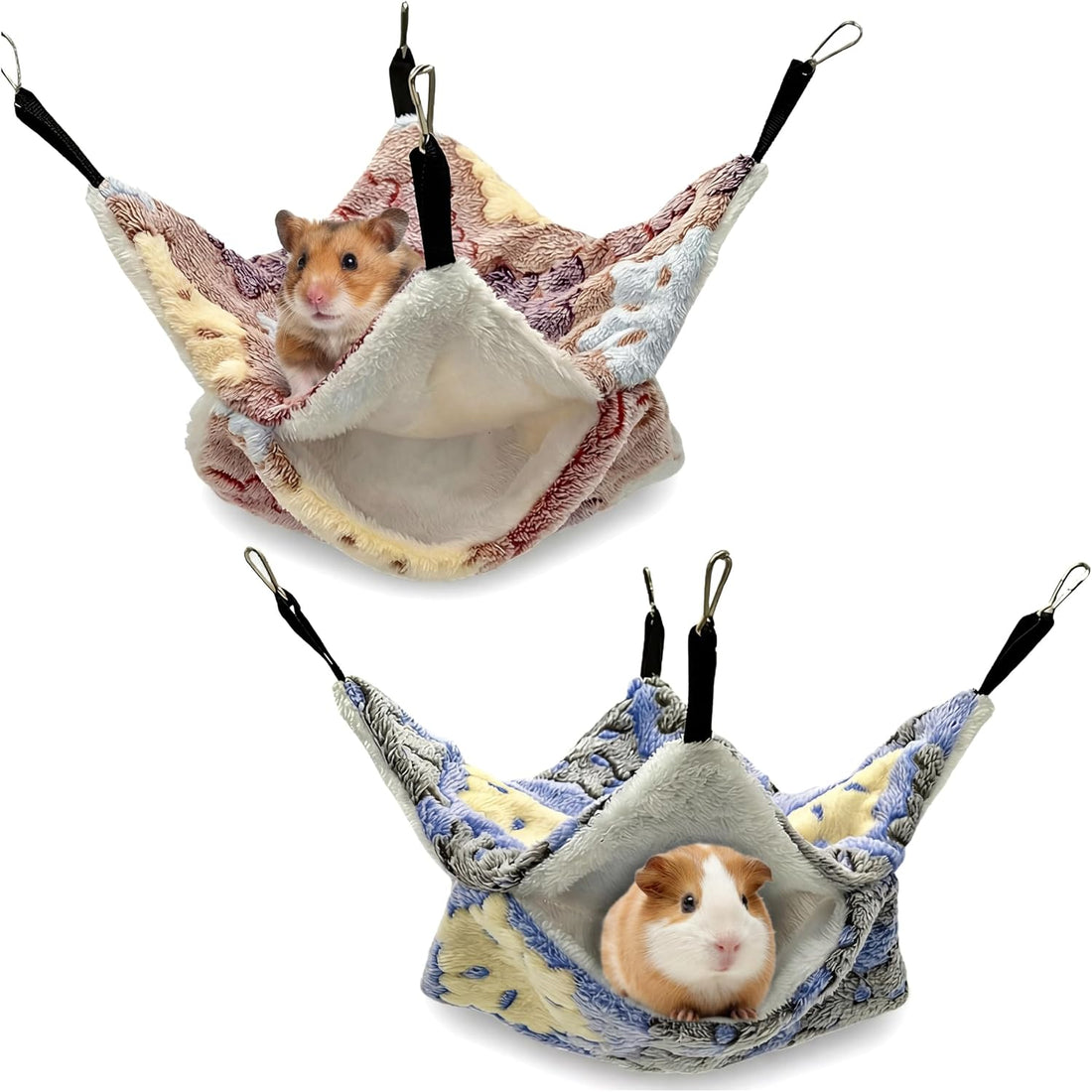 2 Pack Guinea Pig Hammock, Rat Hammock, Double Layer Bed