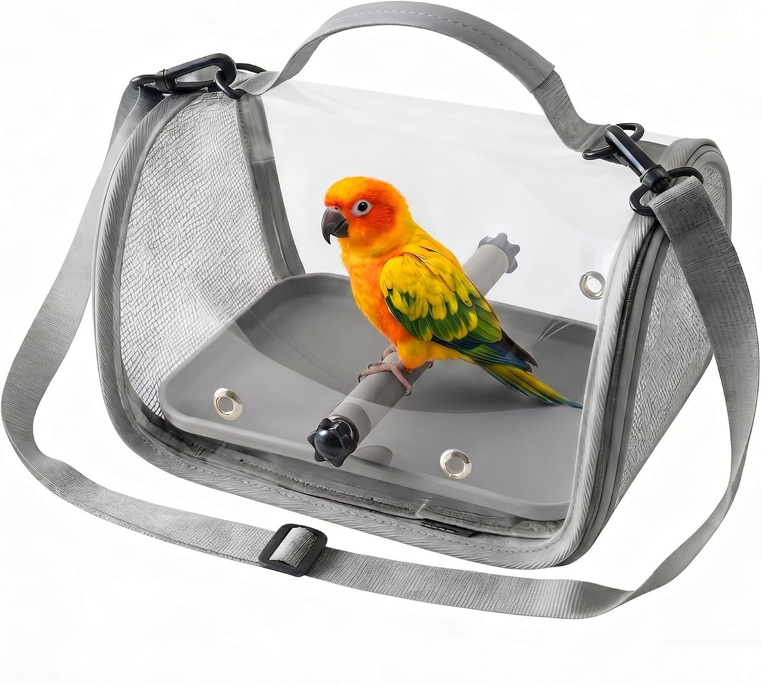 Portable Bird Travel Carrier with Transparent Front & Breathable Mesh