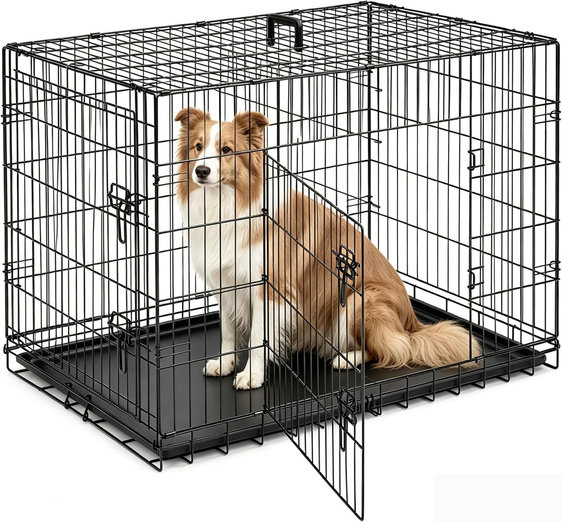 Extra Large Dog Crate 48 Inch Double Door Pet Cage Kennel