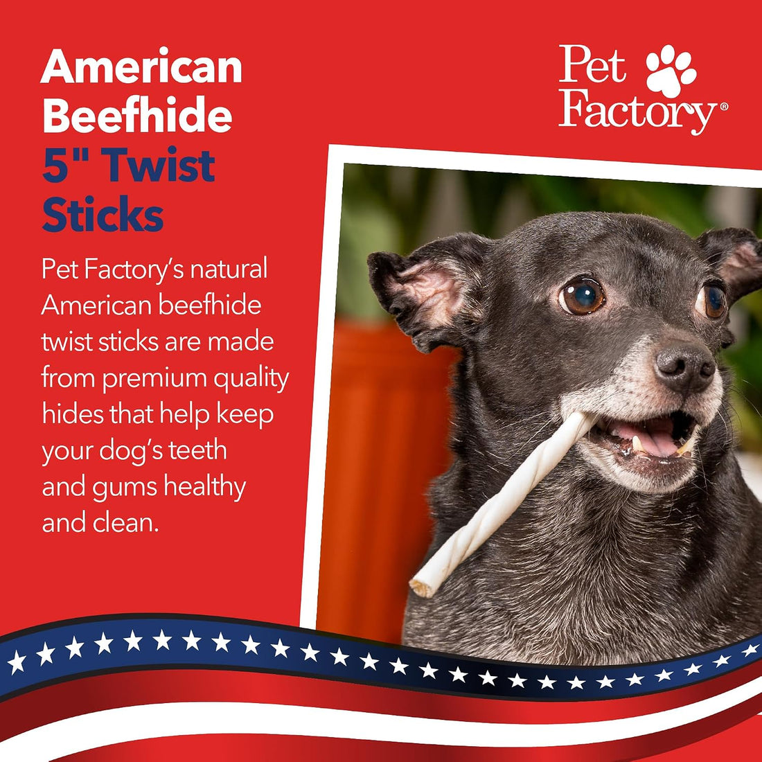 Pet Factory American Beefhide 5" Twist Sticks Dog Chew Treats