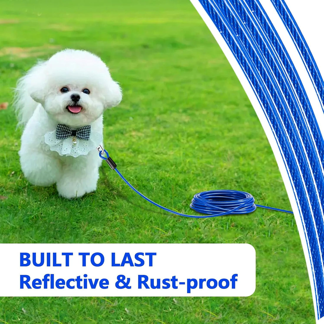 Heavy Duty Dog Tie Out Cable and Stake,30FT Rust Proof Dog Tether
