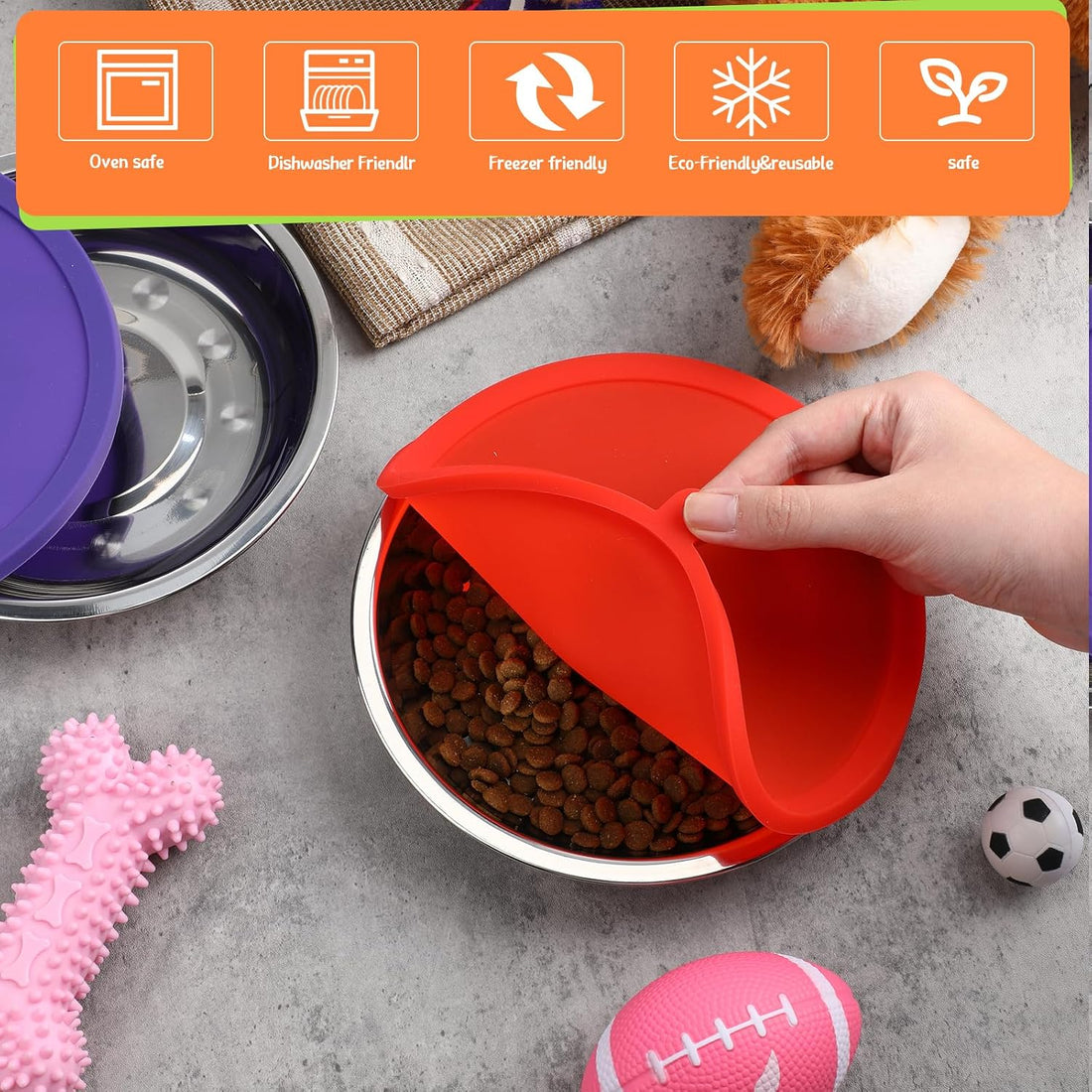 Patelai 4 Pcs Dog Bowl with Lid