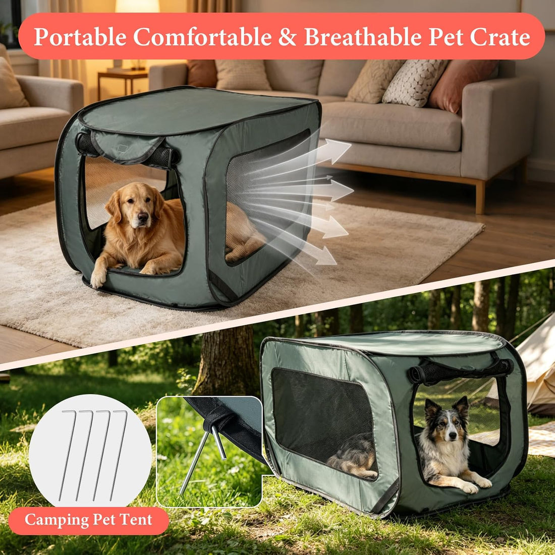 36 Inch Collapsible Dog Crate, Portable Kennel for Medium Dogs