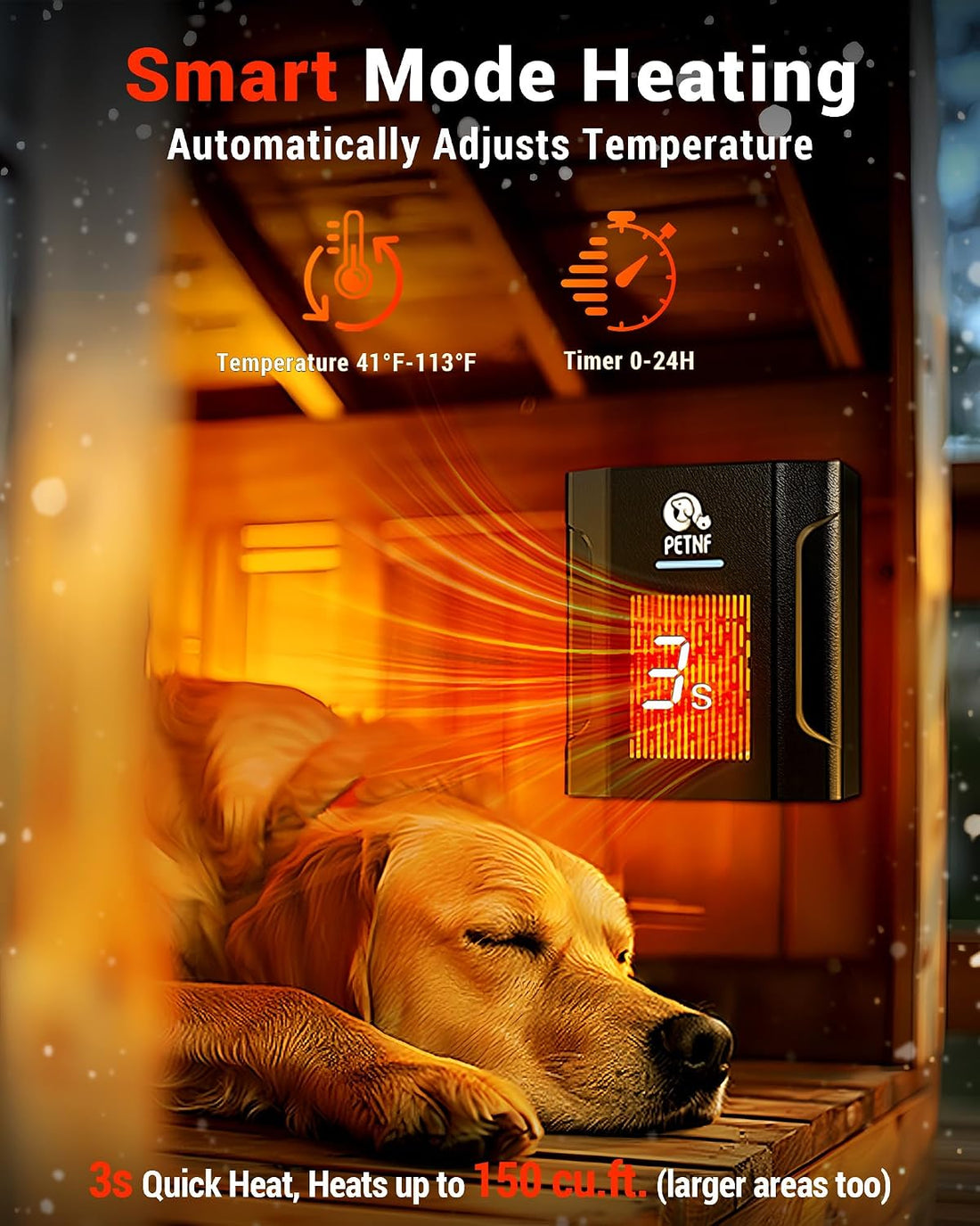 PETNF Dog House Heater – 45℉ to 113℉ Thermostat with WiFi App Control