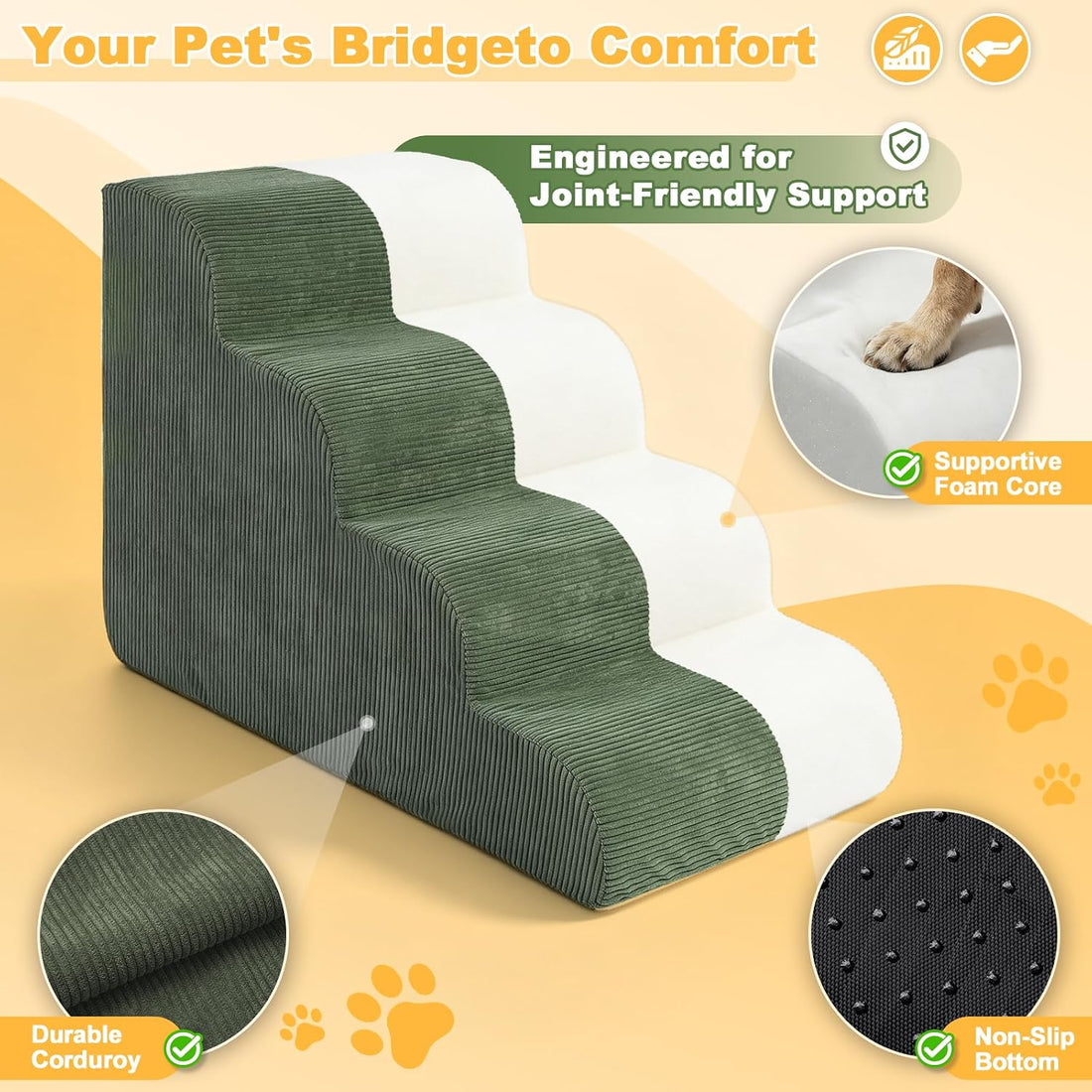 Olaivy Dog Stairs for Small Dogs 17.7" H