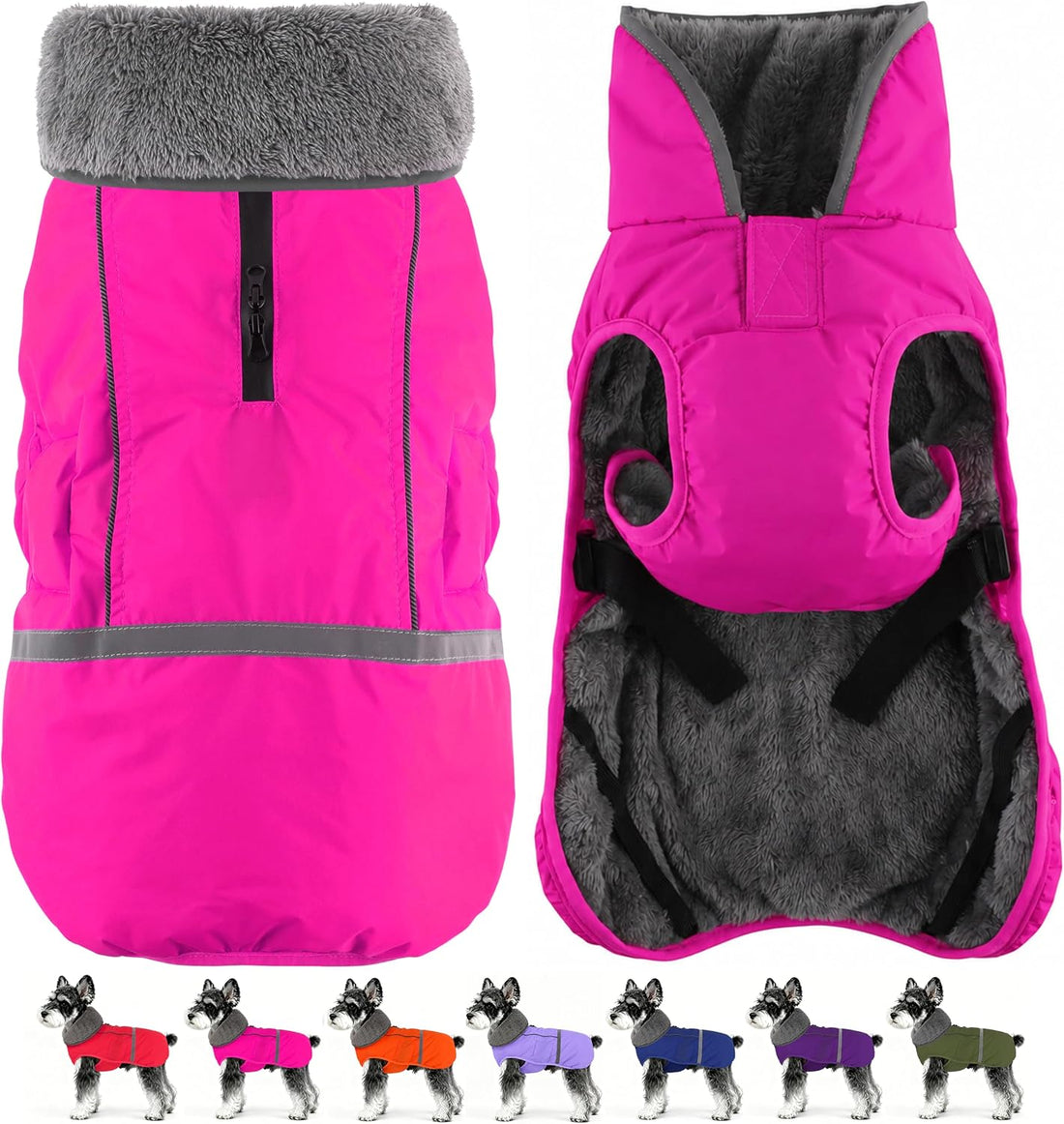 Dogcheer Warm Dog Coat, Waterproof Fleece-Lined Dog Jacket with Leash