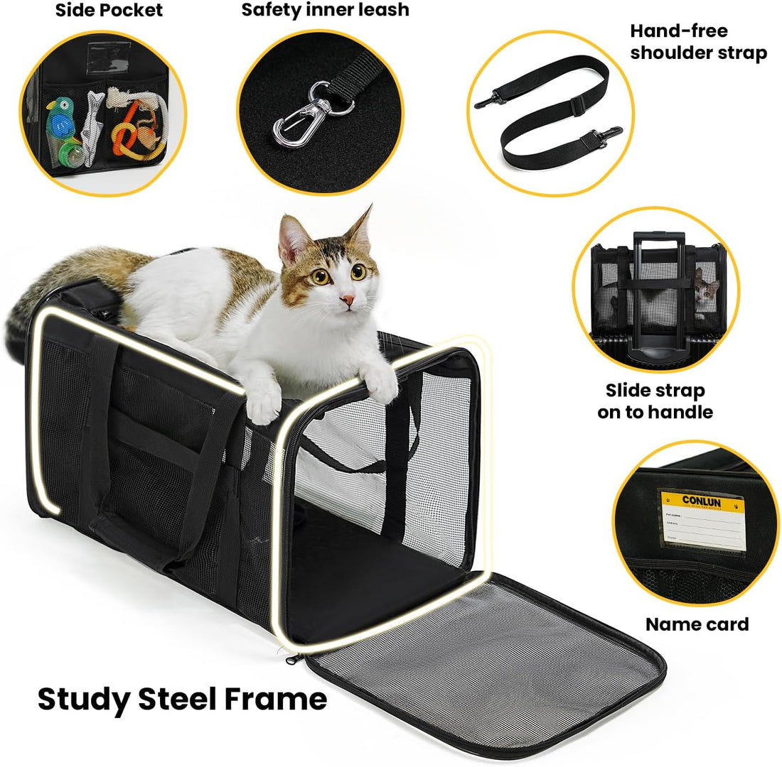 Conlun Cat Carrier Bag,Soft-Sided Pet Carriers for Dogs with 4-Sided