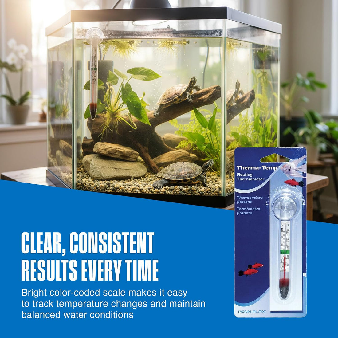 Penn-Plax Therma-Temp Floating Aquarium Thermometer - Multicolor