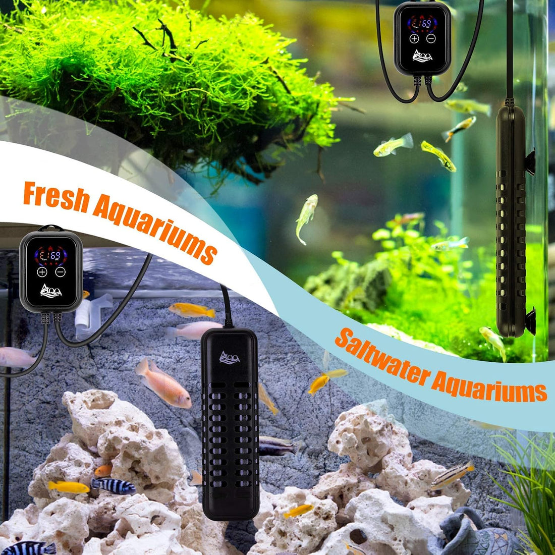 AQQA 1200W Submersible Aquarium Heater for Fish Tank 150-300 Gallon