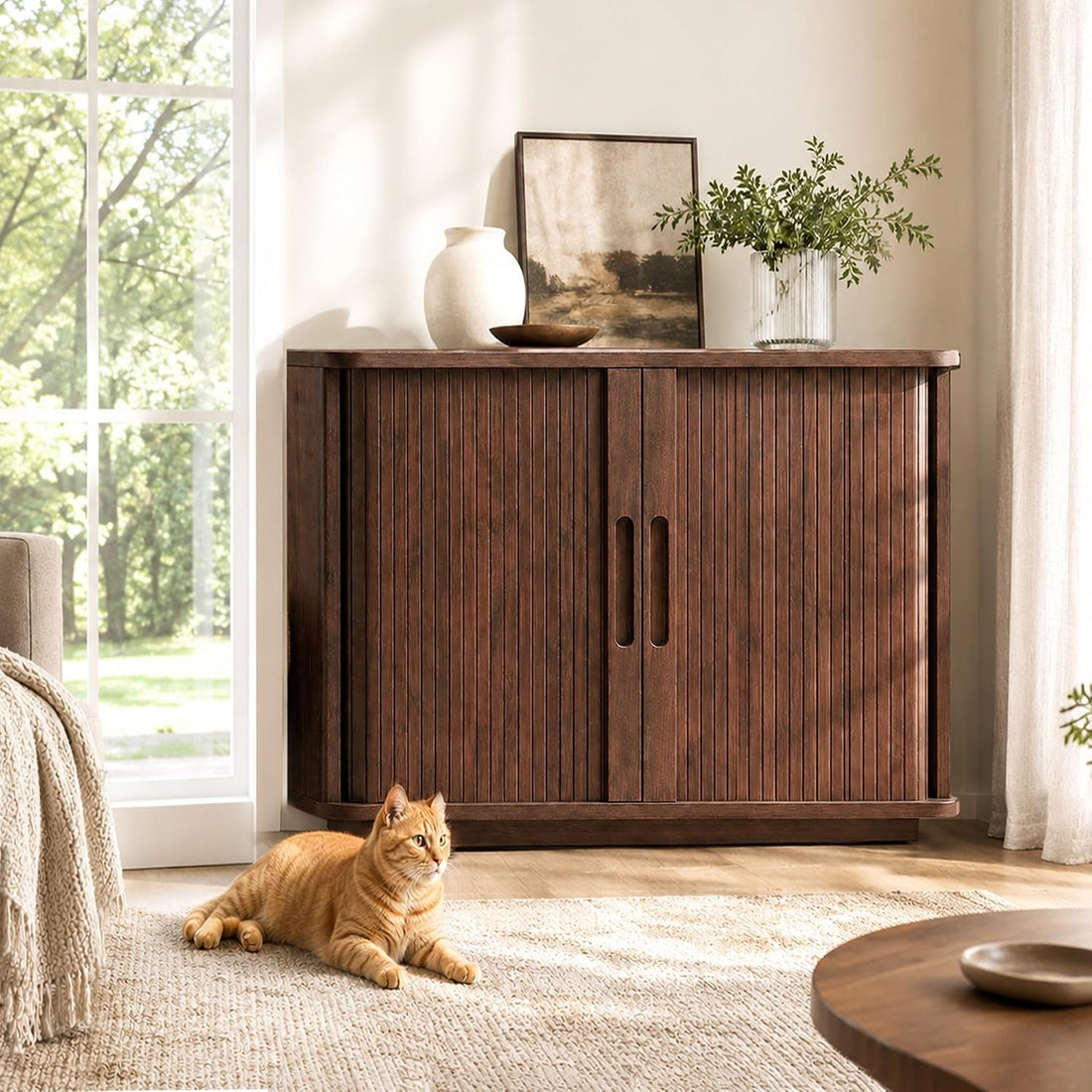31.5" Litter Box Enclosure, Hidden Cat Furniture Cabinet