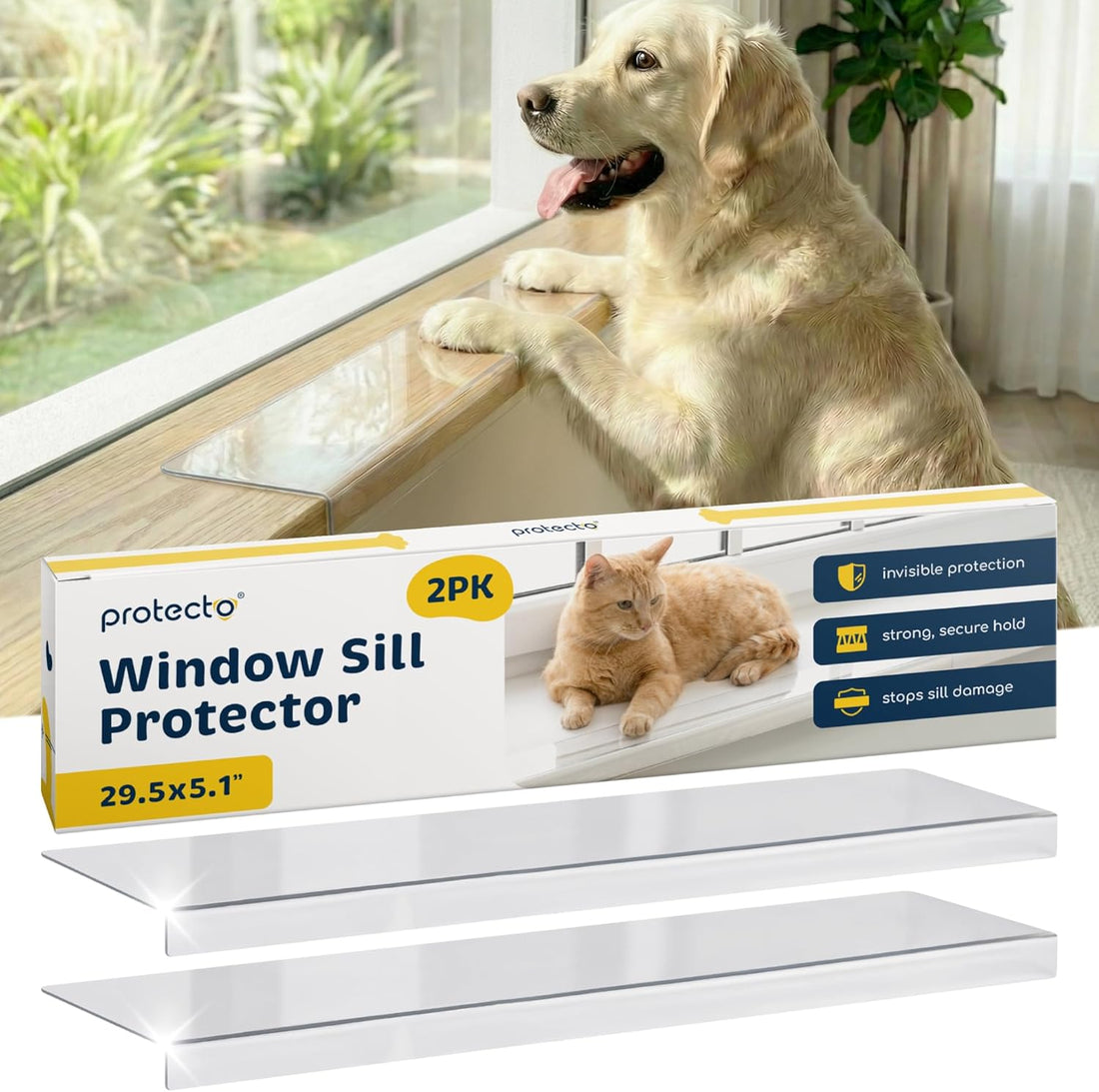 PROTECTO 2-Pack Window Sill Protector from Dogs & Cats, 35.5 x 5.1 in