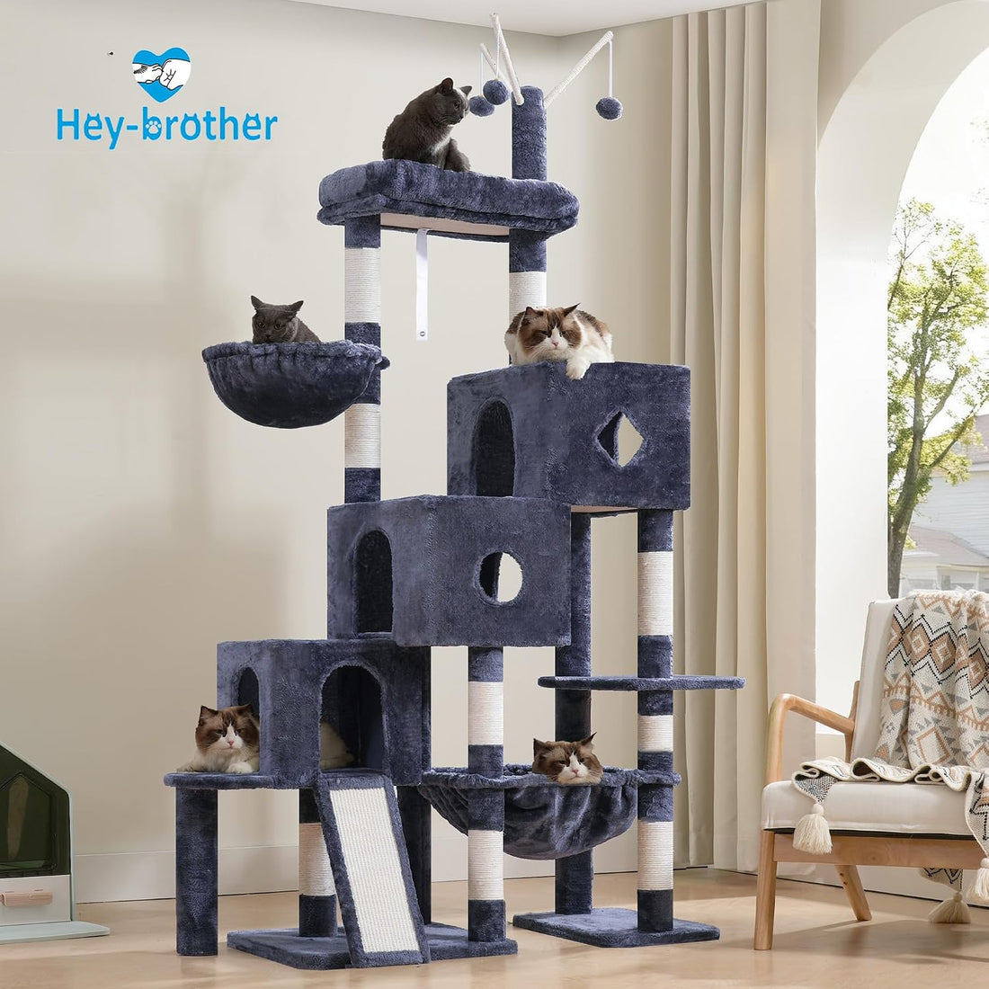 Hey-brother Cat Tree Tower with 3 Condos
