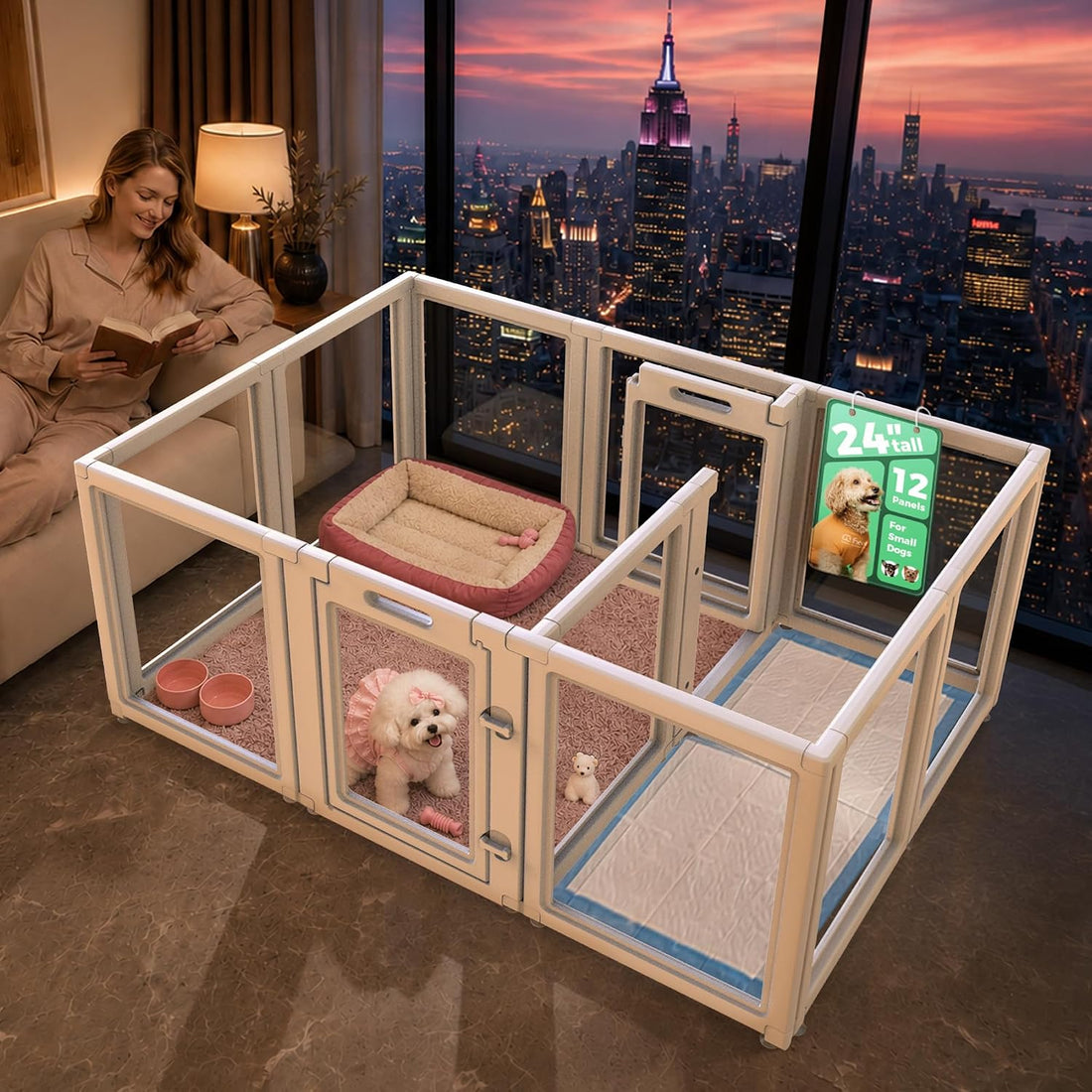 FXW Add-On Whelping Gate & Panel for AuraSpace Acrylic Indoor Dog