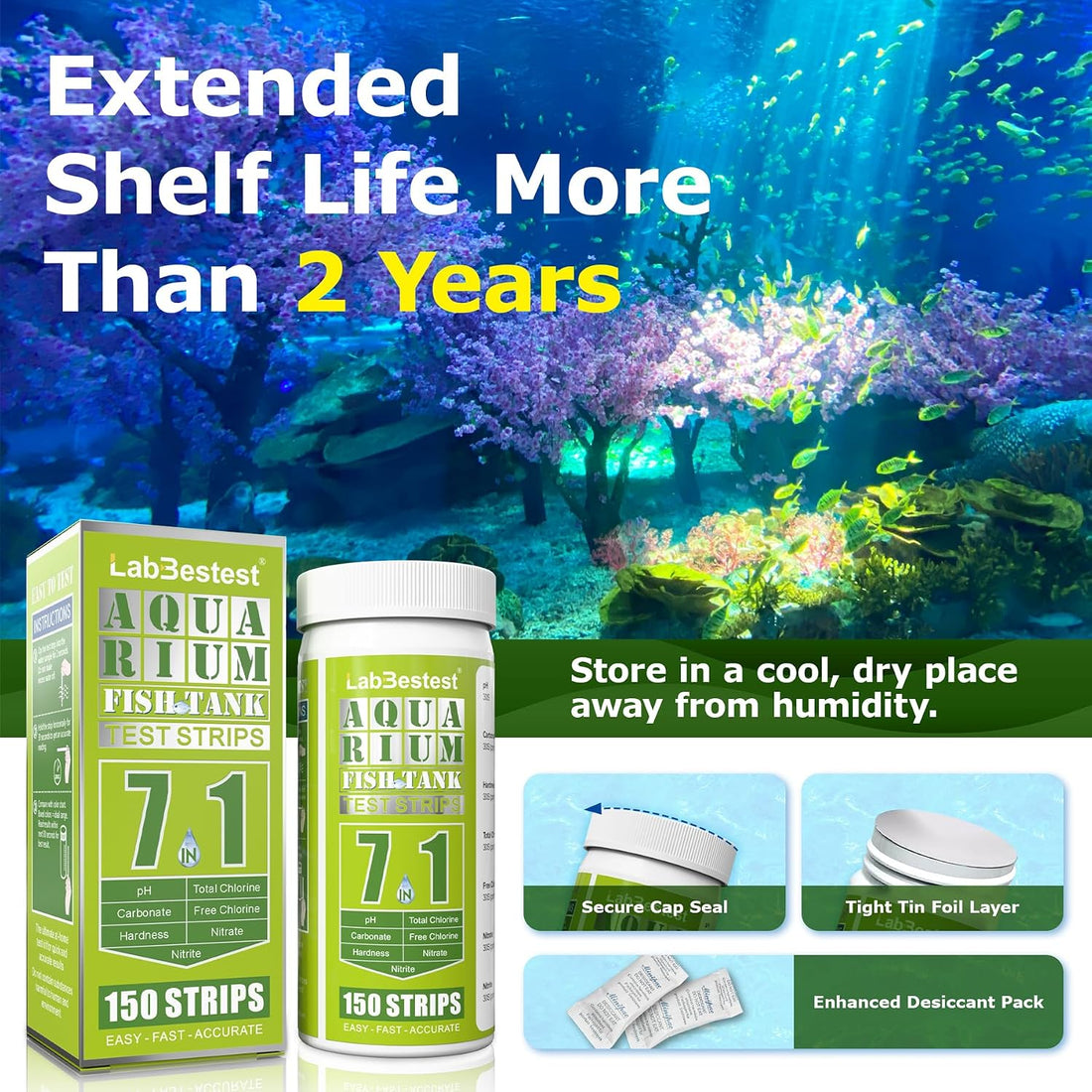 Aquarium Test Strips Fish Tank Pond Water Testing Kit